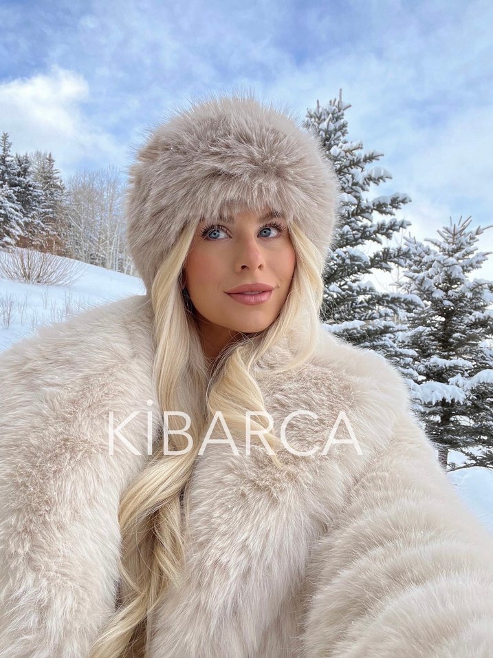 Bej Kürk Kalpak Kürk Şapka Rus Vintage - Görsel 2