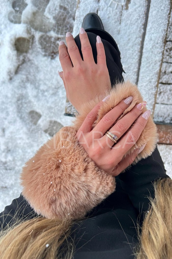 Classic Sti Kadın Karamel  Kürklü Bileklik - Görsel 2