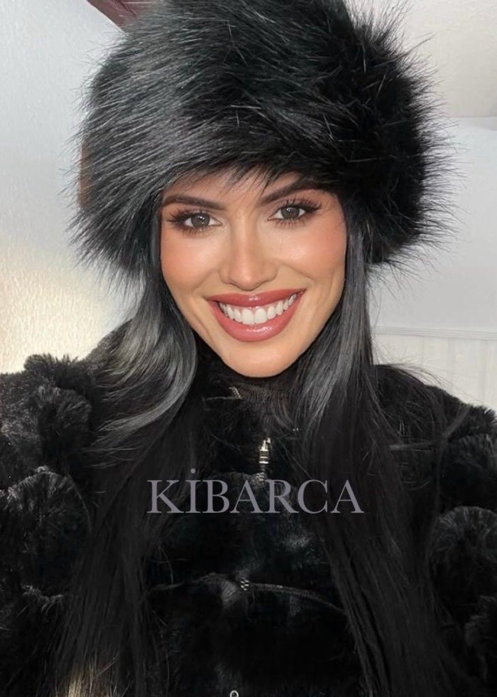 Siyah Kürk Detaylı Gotik Kadın Şapka Kalpak - Görsel 2