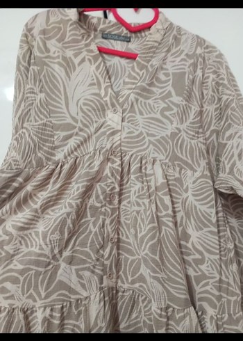 Bej Bohem Uzun tesettür elbise - Görsel 2