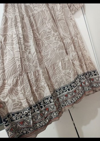 Bej Bohem Uzun tesettür elbise - Görsel 3