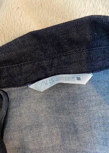 s Beden Zara Düğmeli Lacivert Denim Midi Elbise
