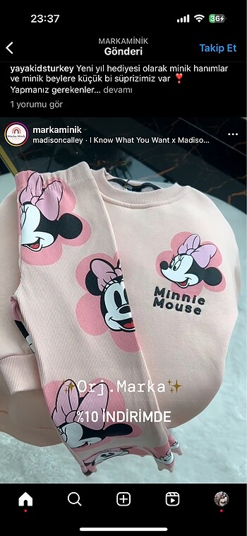 4 Yaş Beden Minnie Mause Alt-Üst Takım