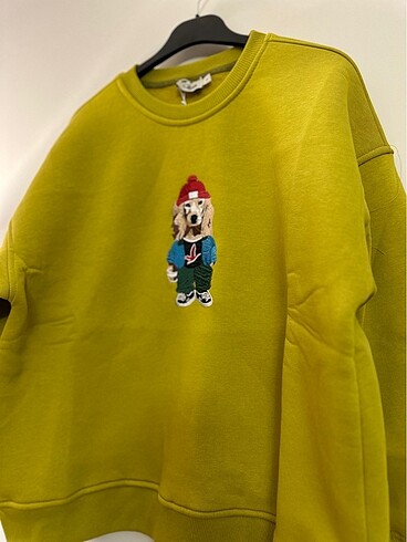 m Beden sarı Renk Beymen Köpek Nakışlı Sweatshirt