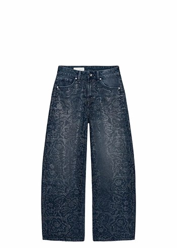 Zara Koyu Lacivert Tasli Genis Paca Jean