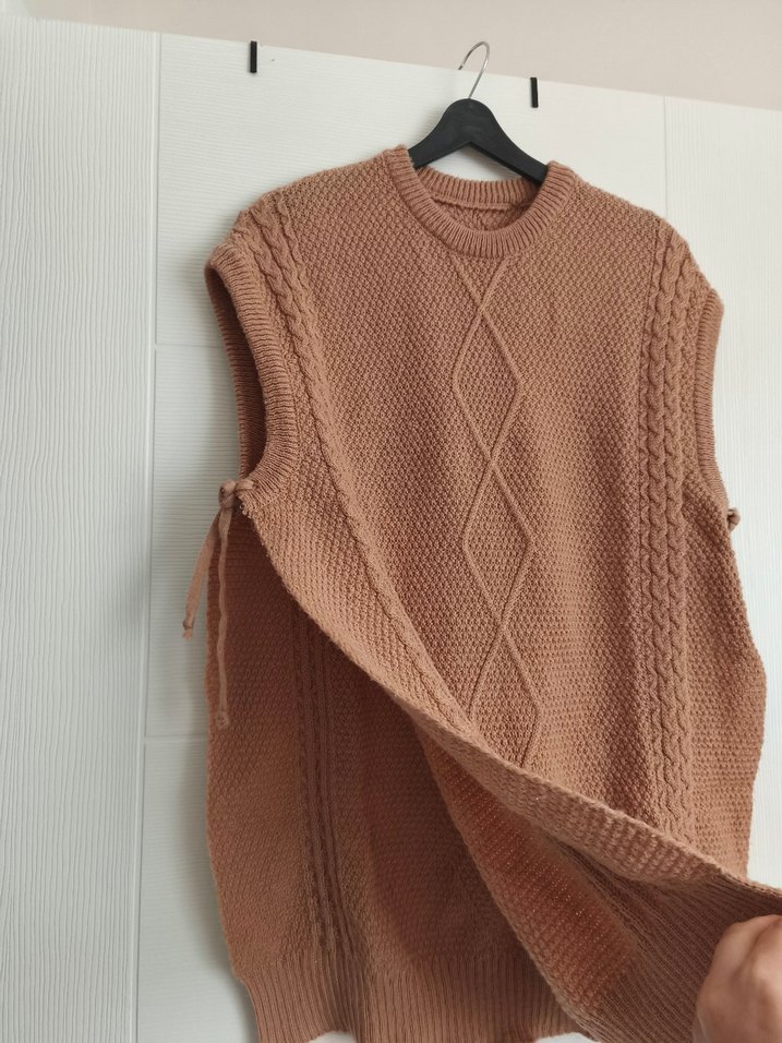 Bej Örgü Bohem Kadın Süveter - Görsel 2