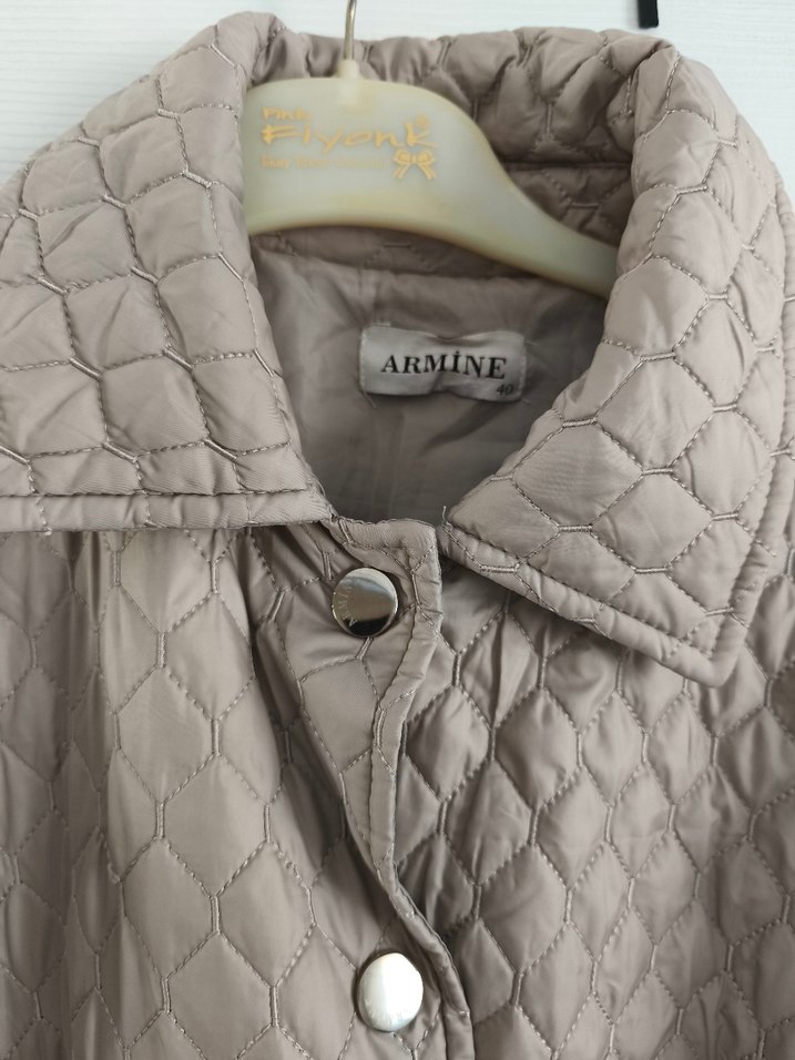 Bej Uzun Kadın mont Düğmeli Kemerli - Görsel 2