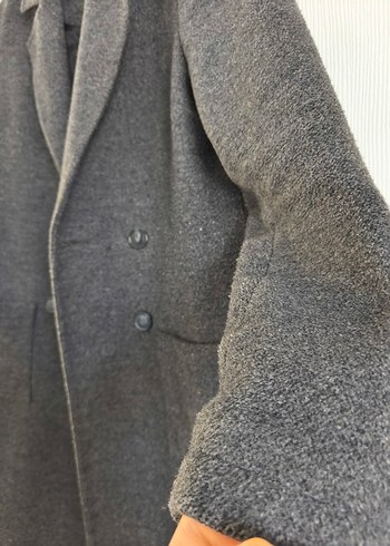Gri Çift Düğmeli Kaban - Görsel 4