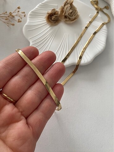 Accessorize Çelik ezme zincir kolye bileklik takımı