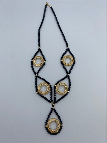 Accessorize 5 li çeyrek çerçeveli kristal hediyelik kolye