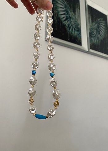 Accessorize Boncuklu incili Turkuaz Bohem şık tasarım Kolye