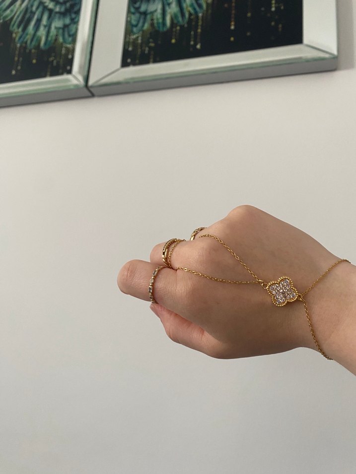 Altın Renk Zincir Detaylı Kadın El Zinciri çelik şahmeran - Görsel 2