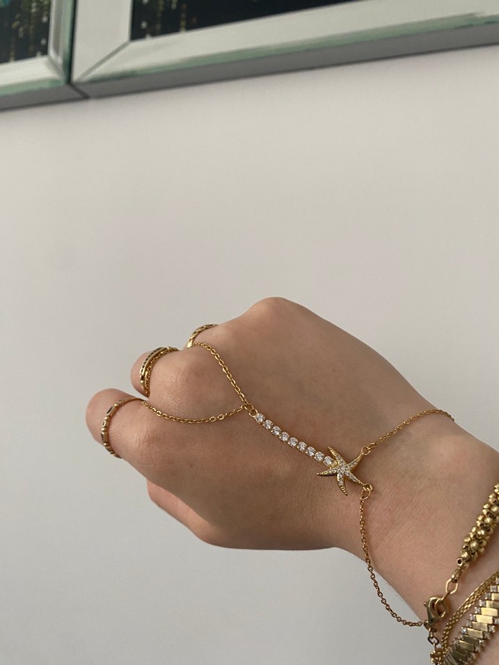 Altın Renk Zincir Detaylı Kadın El Zinciri çelik şahmeran - Görsel 2