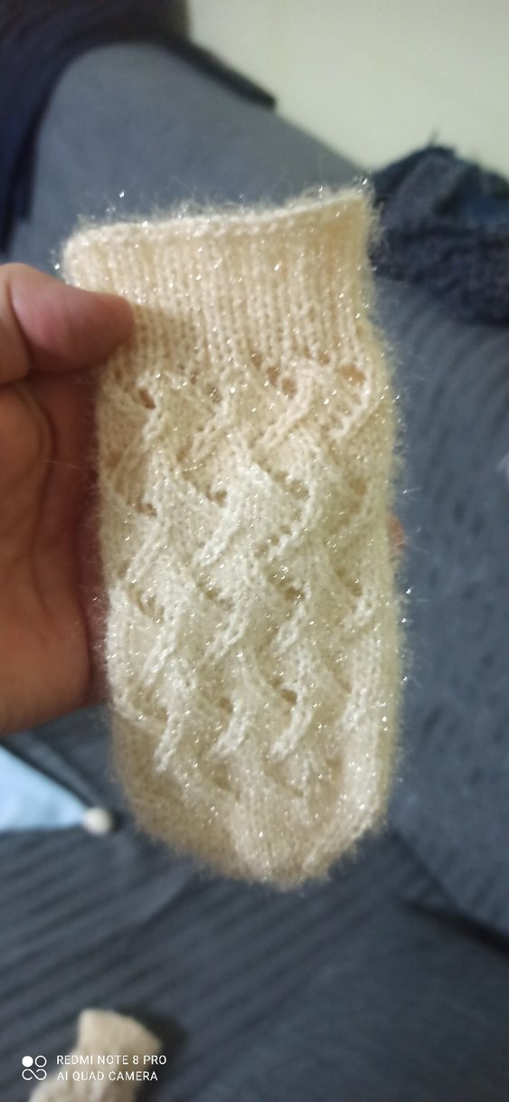 Kızlar için Bej Örgü Sıcak Ev Terliği - Görsel 2