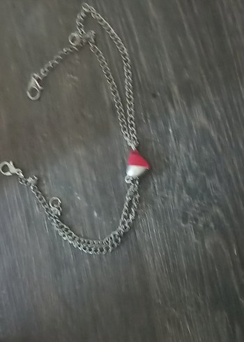 Zincir Detaylı Kırmızı Minimalist Bileklik çiftler için - Görsel 2