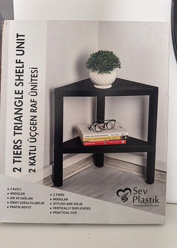 2 Katlı Siyah Üçgen Raf Ünitesi