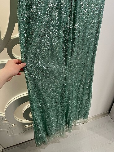xxl Beden Pul Payetli Nil Yeşili Abiye