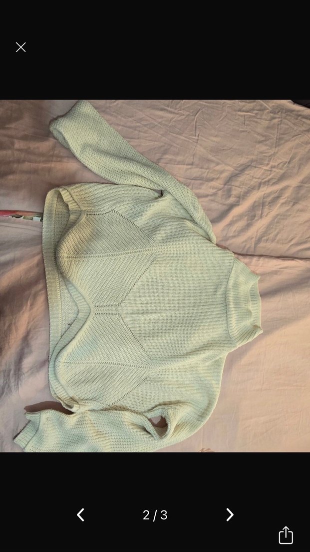 Beyaz Kadın Örgü Boğazlı Kazak - Görsel 2