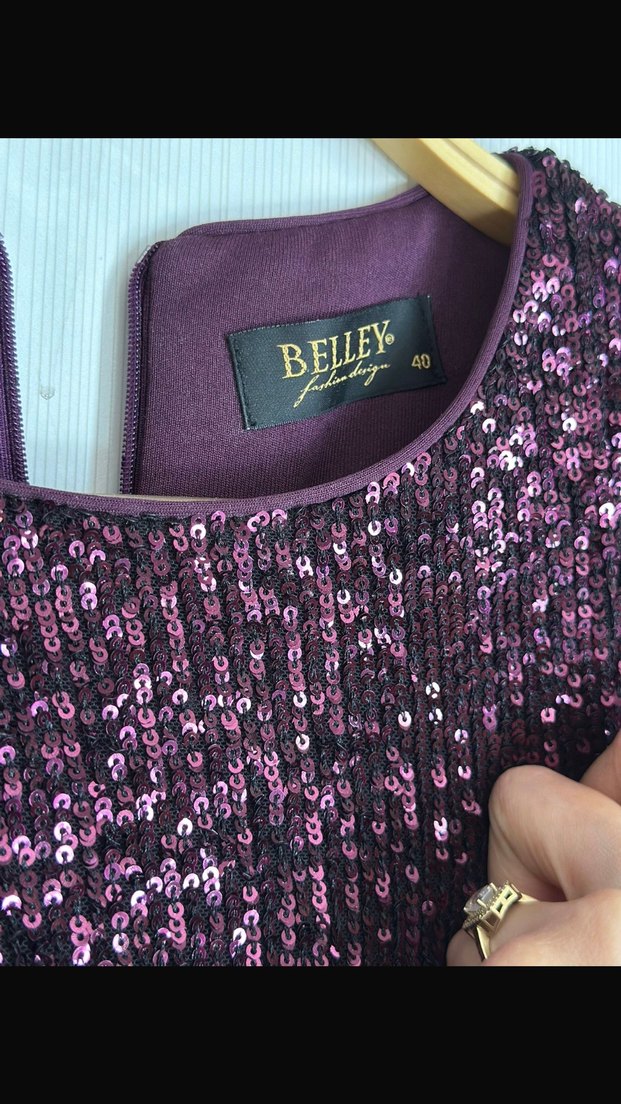 Kadın Mor Payetli Uzun Abiye Elbise - Görsel 3