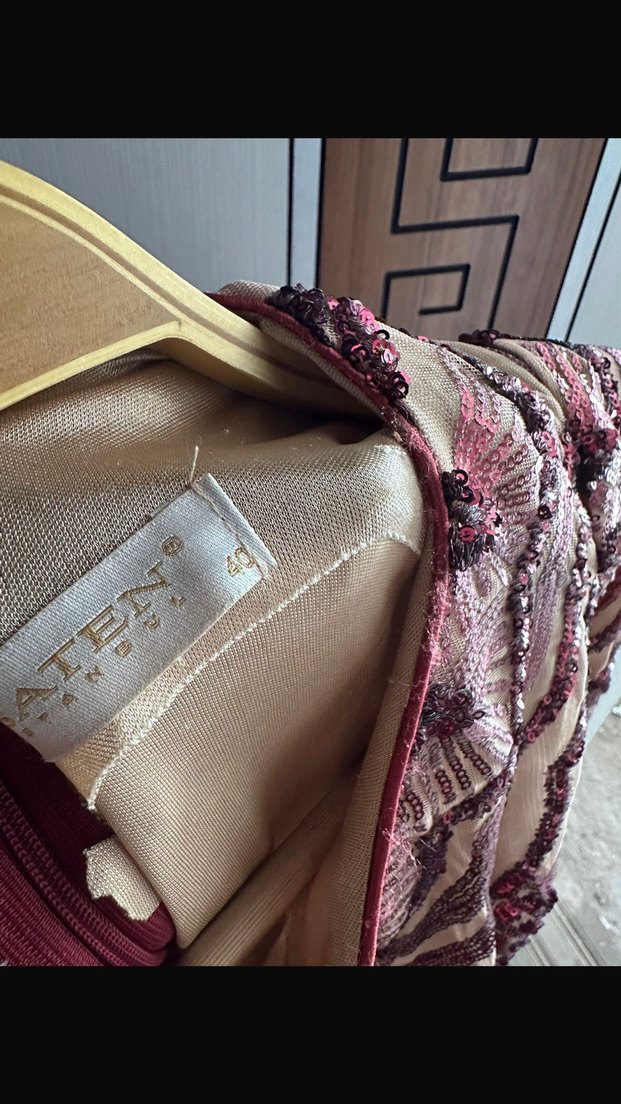 Bordo Nakışlı Uzun Bohem Elbise - Görsel 4