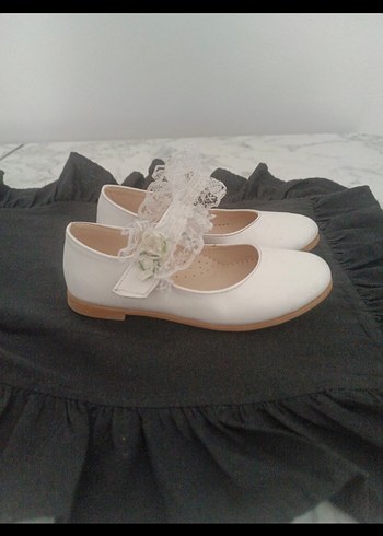 Dantel Detaylı Beyaz Kız Çocuk Babet - Görsel 3