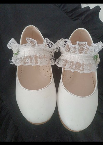 Dantel Detaylı Beyaz Kız Çocuk Babet - Görsel 5