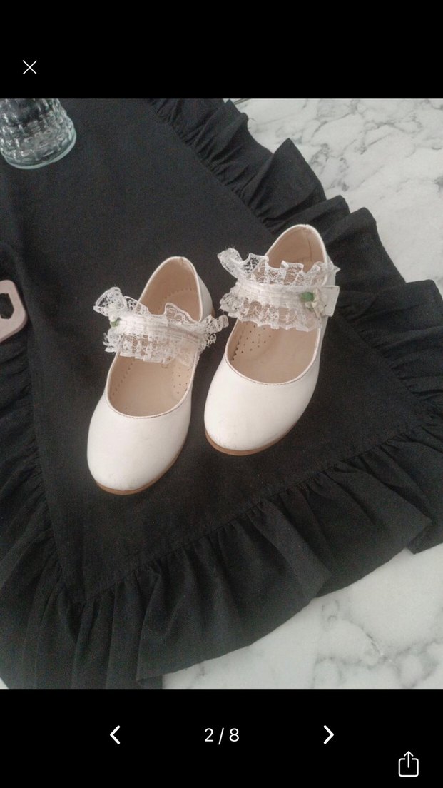 Dantel Detaylı Beyaz Kız Çocuk Babet - Görsel 2