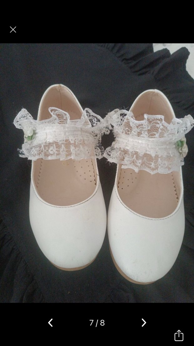 Dantel Detaylı Beyaz Kız Çocuk Babet - Görsel 5