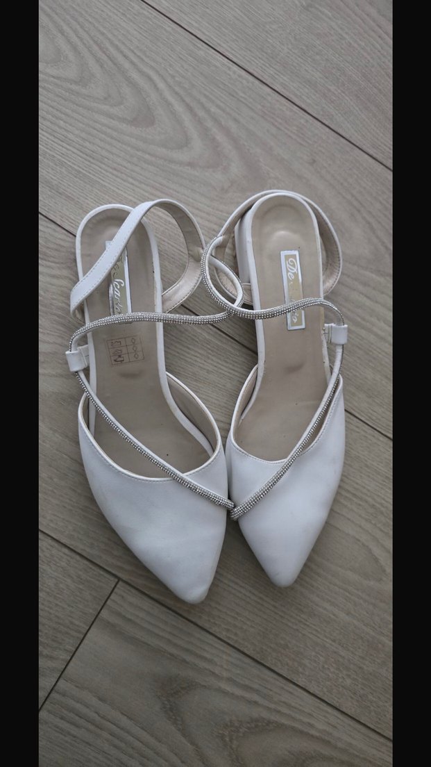 Beyaz İnce Topuklu Kadın Abiye Ayakkabı - Görsel 2
