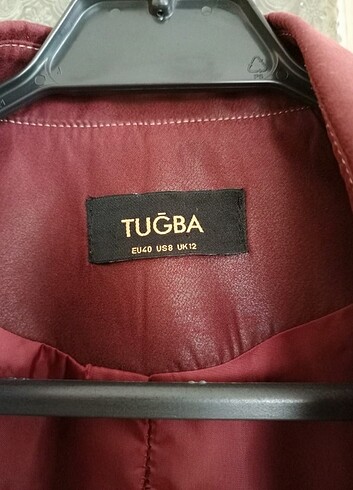 l Beden Tuğba mürdüm rengi deri ceket