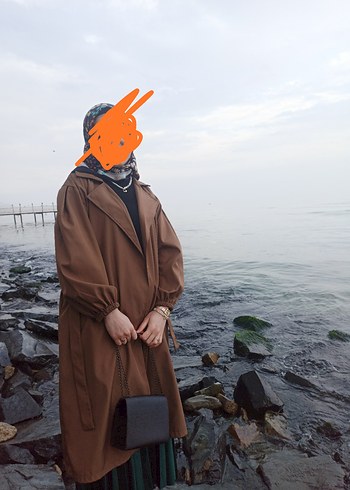 kahverengi kadın trençkot - Görsel 2