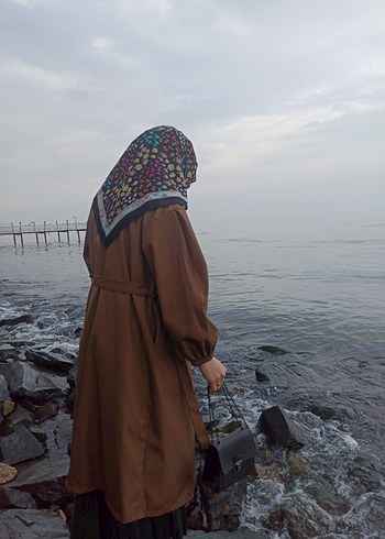 kahverengi kadın trençkot - Görsel 3