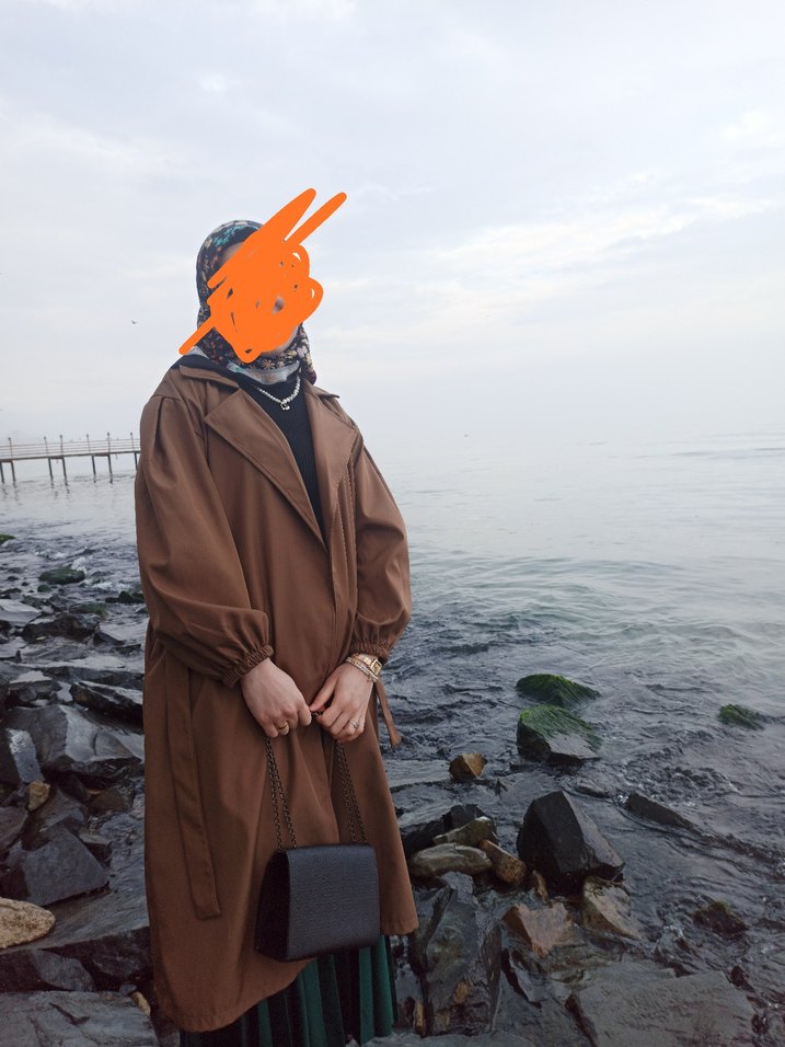 kahverengi kadın trençkot - Görsel 2