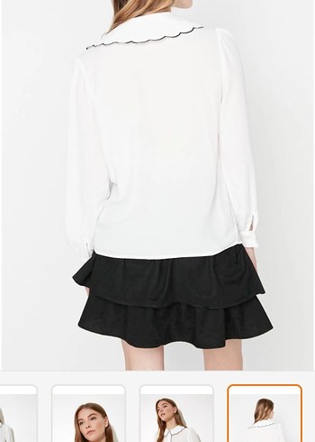 beyaz nakış detaylı dokuma gömlek - Görsel 2