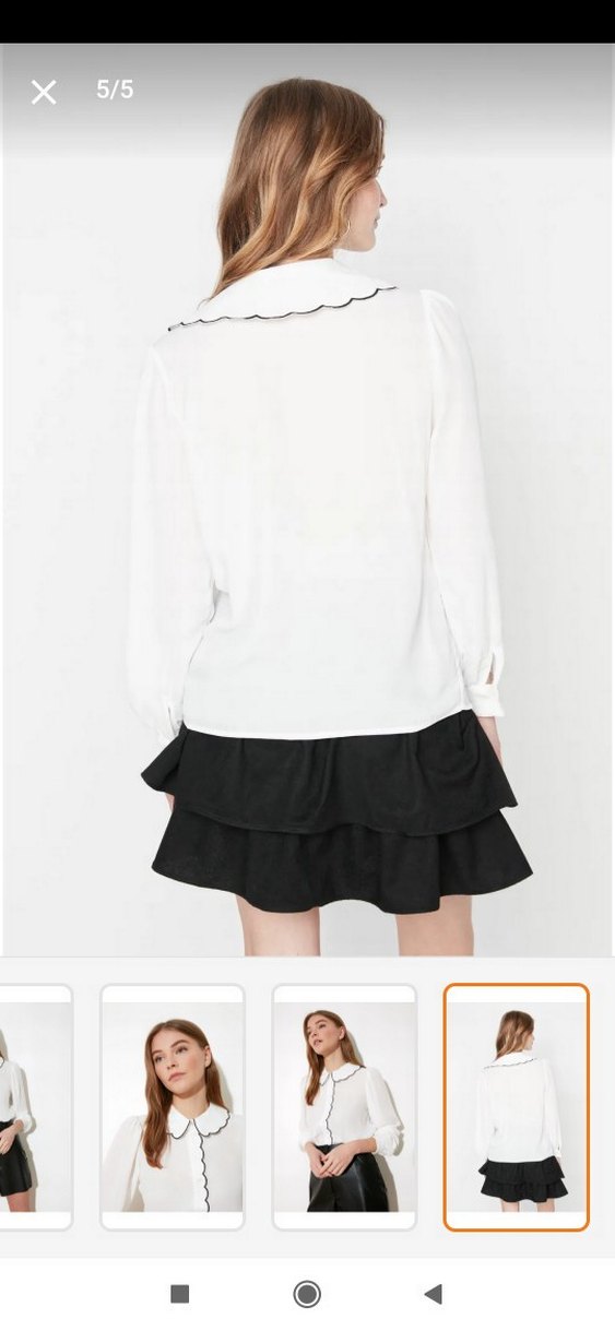 beyaz nakış detaylı dokuma gömlek - Görsel 2