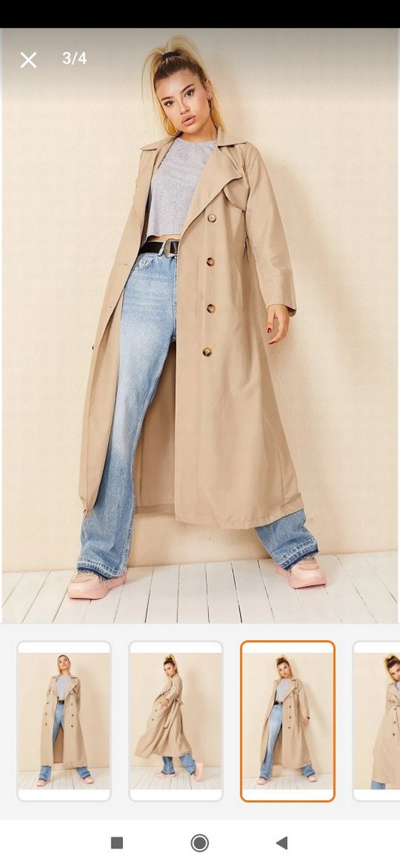 Bej Kuşaklı Uzun Kadın Trençkot - Görsel 4