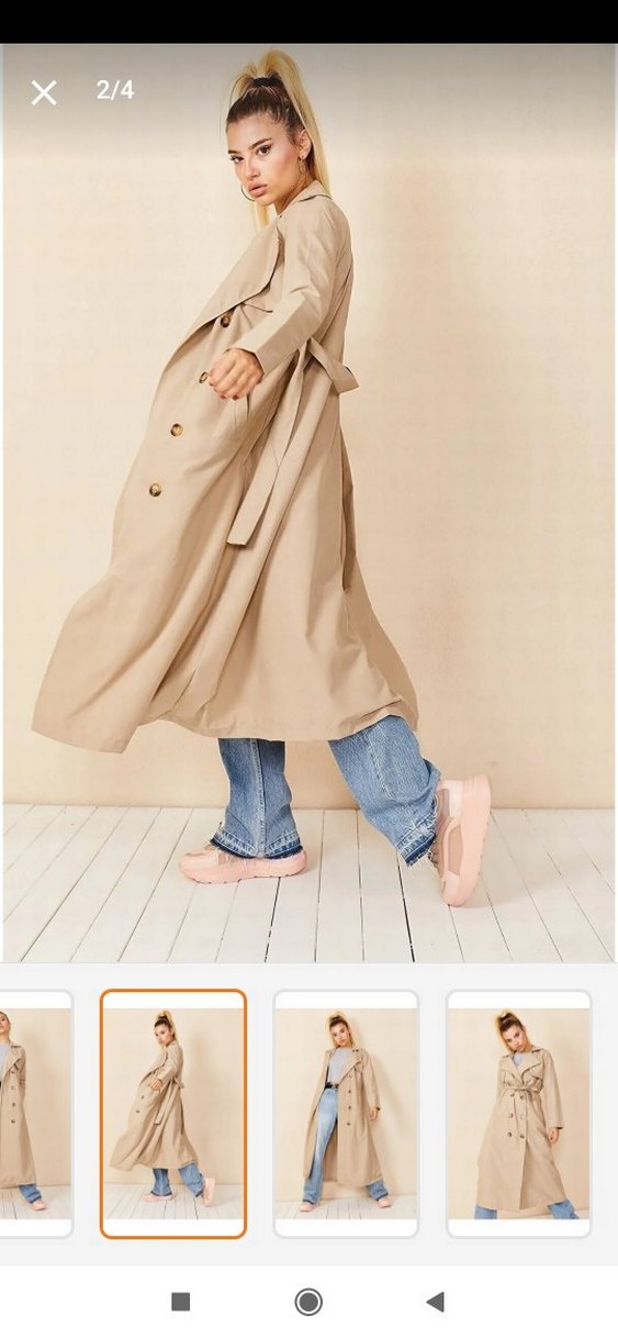 Bej Kuşaklı Uzun Kadın Trençkot - Görsel 2