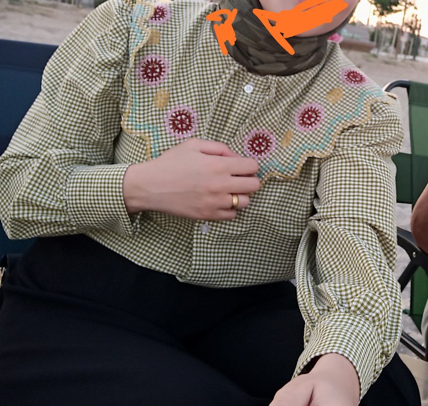 yeşil nakış detaylı gofre kumaş dokuma gömlek - Görsel 2