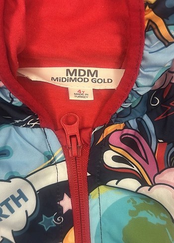 Renkli Baskılı Kapüşonlu Erkek Çocuk Mont - Görsel 2