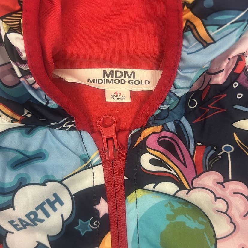 Renkli Baskılı Kapüşonlu Erkek Çocuk Mont - Görsel 2