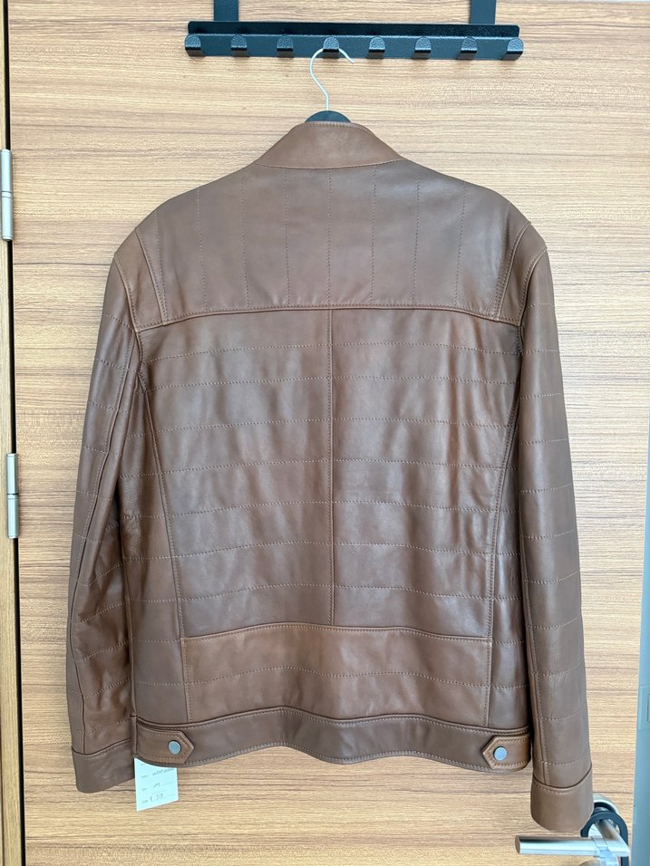 Erkek Parlak Kahverengi Deri Ceket - Görsel 4