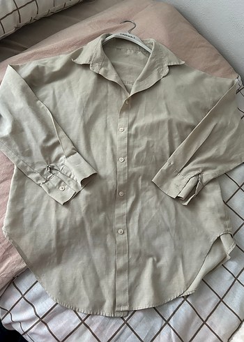 Bej Keten Kadın Gömlek - Görsel 2