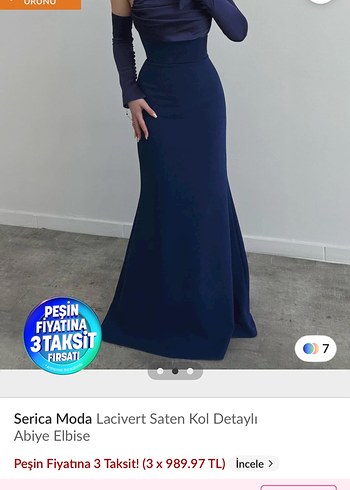 Serica Moda Lacivert Saten Uzun Abiye Elbise - Görsel 2