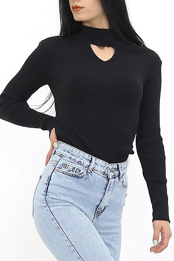 Yarım Balıkçı Dekolteli Body Siyah - 7661.1319.