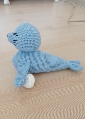  Beden Mavi El Örgüsü Peluş Deniz Canlısı