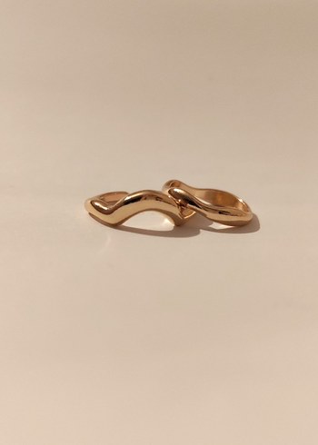 Parlak Altın Minimalist Kadın Yüzük Set