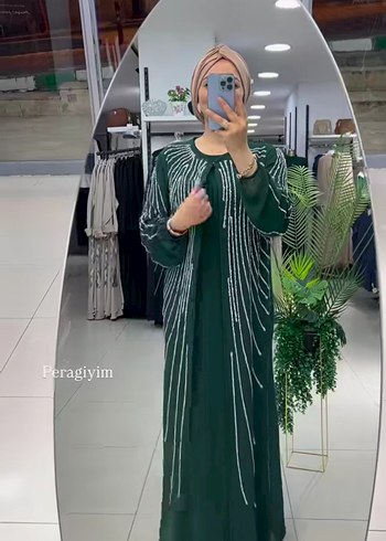 52 Beden Uzun Siyah Drapeli Abaya