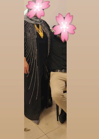 Uzun Siyah Drapeli Abaya