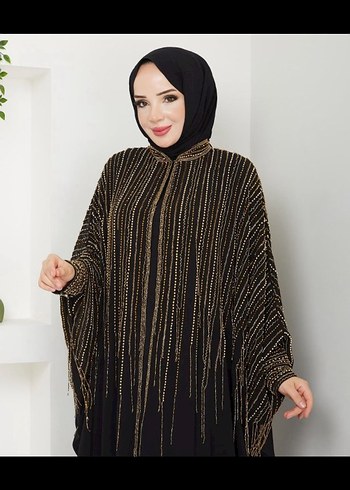 xl Beden Bohem Siyah Uzun Kollu Salaş abaya