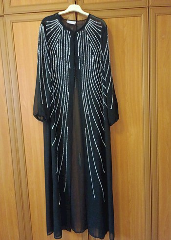 52 Beden siyah Renk Drapeli Siyah Uzun Kollu Kadın abaya